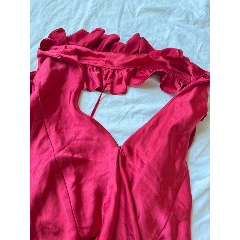Princess Polly Butacup Frill Mini Dress Red Satin Ruffle V-Neck US 10 NWT - Picture 2 of 7